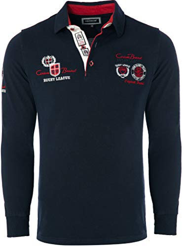 Carisma Langarm Poloshirt für Herren M, Blau 100% Baumwolle • Herren Langarmshirt mit Stickerei • Angenehmes Regular Fit Longsleeve 3433 Navy M