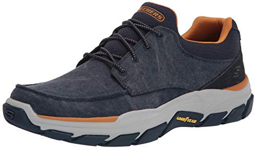 Skechers Men's Respected-Loleto Moc Toe Bungee Lace Slip On, NVY, 9 X-Wide Navy