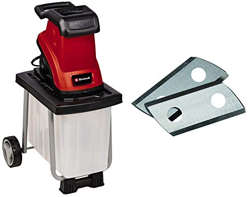 Einhell Elektro-Messerhäcksler GC-KS 2540 CB (2 Wendemesser, 2000 W, max. 40 mm Aststärke, große Trichteröffnung, Motorschutzschalter, Fangbox 55 L, Transportgriff inkl. Stopfer, 2 Ersatzmesser)