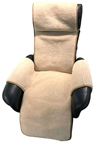 Sesselschoner Relaxsessel Anti Rutsch Alpaca Länge 200cm, Taschen, 80% Merinowolle 20% Alpacawolle Hellbraun/Beige
