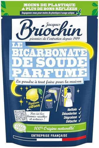 JACQUES BRIOCHIN - Bicarbonate de Soude - Nettoyant Multi-Usages - Nettoie, Dégraisse, Détache, Neutralise les Odeurs - Parfum Citron - 100% d'Origine Naturelle - Ecocert - Fabrication Française -500g