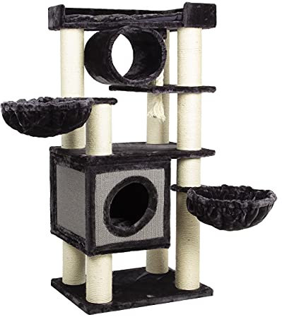 CanadianCat Company | Premium XXL Katzen Kratzbaum Victoria 2, XXL Kratzbaum große Katzen, Zwei Hängematten, sehr robust, anthrazit, 122 x 105 x 171 cm