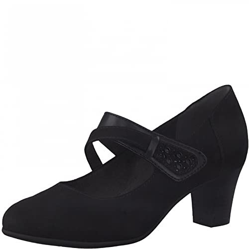Jana Damen Pumps mit Riemen Mary Jane Vegan, Schwarz 1 (Schwarz), 40 EU