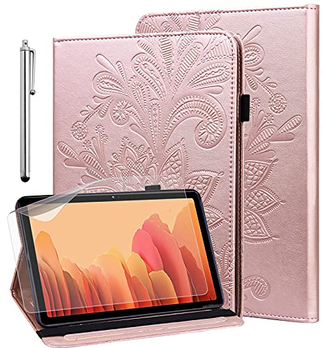 GLANDOTU Funda para Lenovo tab m10 Plus FHD 2020 (10,3 pulgadas) TB-X606F/X606X con protector de pantalla y lápiz capacitivo, ultrafina, soporte para bolígrafos, piel sintética, color oro rosado