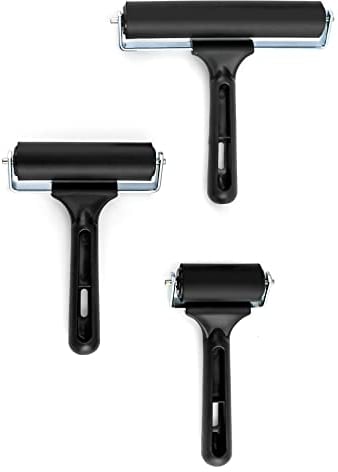 QWORK Weichgummi-Brayer-Walzen für Druckherstellung, Malerei, 3 Stück, Kunstwerkzeuge, 6,5 cm, 10,2 cm, 15,2 cm