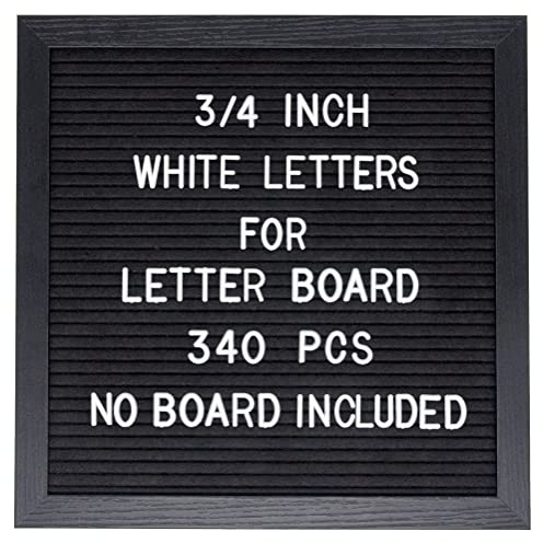 G GAMIT Pre-Cut 3/4 Inch White Letters for Felt Letter Board,340pcs plastic letters including Characters,Numbers,Symbols&Emoji for Message Board - (No Board Included)