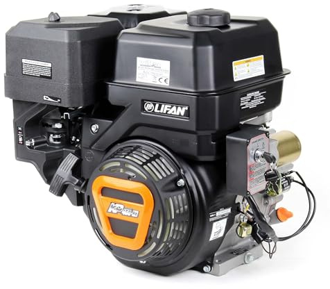 LIFAN KP460-RE E-Start Benzinmotor mit 16,3 PS Einzylinder für Rüttelplatten und Baumaschinen, luftgekühlter 4-Takt Motor mit 22 mm Kurbelwelle, OHV-Ventilsteuerung & 459 cc Hubraum
