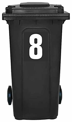 Pack of 4 White Large Bin Number 8 Stickers (17 cm) Waterproof Stikcers Packwith® #PBN10-8