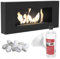 KRATKI Delta Flat Bio-Ethanol-Kamin + Kieselsteine 1 kg + Trichter + Biobrennstoff-Flüssigkeit 1 l + Biobrennstoff-Behälter | Biobehälter 0,4 l, TÜV | Stahl, 40 x 90 cm, Schwarz Matt