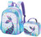 Pailletten Meerjungfrau Rucksack Set–Schulrucksack mit Lunch Tasche für Kinder Mädchen Kleinkind Vorschule Kindergarten Grundstufe 15'' Reisen Blau Funkeln Rucksack Isolierte Lunch Tasche Brotdose