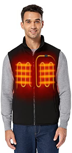 ORORO Men's Heated Fleece Gilet with Power Bank - Electric Heated Vest for Men Base Layer (Charger Not Included) (Neutral Black,L)