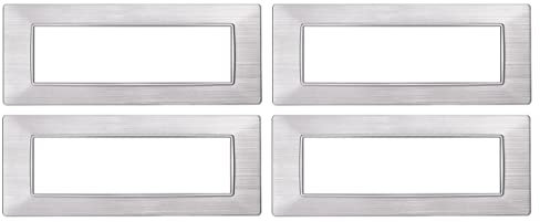 4 Pezzi Placche Compatibile Con Vimar Plana, Placche in Plastica Effetto Satinato (7 Posti/Moduli,Silver Satinato)