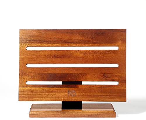 MITSUMOTO SAKARI Küche Messerblock Magnetisch, Japanischer Akazienholz Messerblock, Verbesserter Doppelseitiger Messerhalter Magnetisch aus Holz