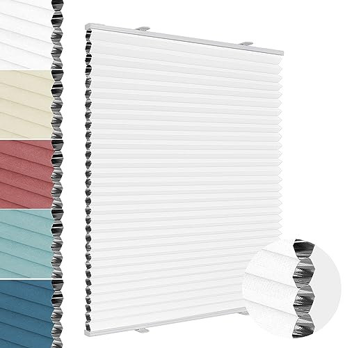 Allesin Wabenplissee ohne Bohren Verdunklung Thermo Doppelplissee Klemmfix Zweifarbig Weiß-weiß 85x180 cm (BxH) 100% Blickdicht, Sonnenschutz & Schallschutz Plisseerollo für Fenster & Tür