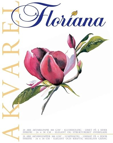 PLAY-CUT Floriana Aquarellpapier 24x30cm (Weiß) | Aquarellblock 300g/m2 mit 20 Blättern Aquarell Papier (25% Baumwolle) | Malblock Baumwollpapier | Watercolor Block für Aquarellfarben