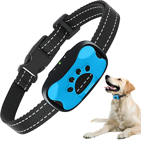 MASBRILL Anti Bark Collar for Dogs, Bark Collar Humane Vibration Beep for Small Medium Large Dog, Stop Dog Barking Deterrent Device with 7 Adjustable Sensitivity Levels No Bark Collar