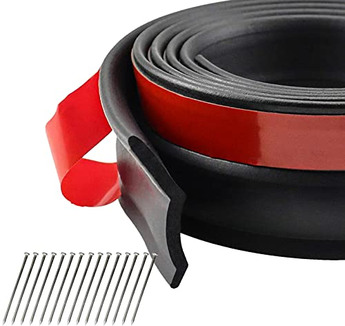 Xerteam 6m/19.68FT Garage Door Seal, Multipurpose Weatherproof Rubber Seal Strip, Garage Door Draft Excluder Strip with Nails for Keeping Your Garage Clean and Dry (Black)