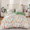 Housse de Couette 240 x 260 Coton Motif Fleurie Parure de Lit 100% Coton Imprimé Feuilles Vertes Adulte Parure Housse Couette 240x260 avec Fermeture Éclair 2 Personnes avec 2 Taies d'oreiller 65x65cm