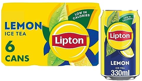 Lipton Lemon Ice Tea Can 330 ml (Pack of 6), low calorie soft drink, 100% black tea extract