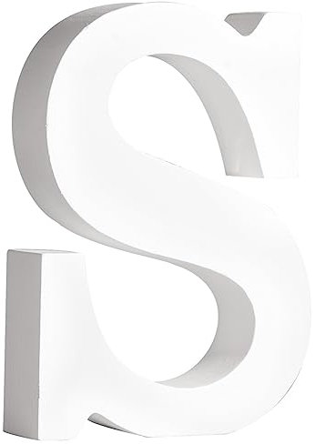 Rayher MDF-Buchstabe S, weiß, 7,7 x 11 cm, Stärke 2 cm, 3D-Buchstaben Holz, Holz-Buchstaben FSC zertifiziert, 64558102
