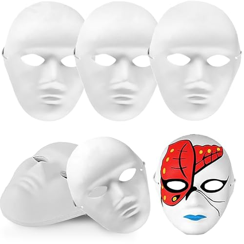 LUKIUP 10 Stück DIY Weiße Papier Maske, Maskerade Maske, Halloween Theathermaske zum Bemalen Unbemalt Masken für Kinder Erwachsene Karneval, Fasching, Party Cosplay, Herren