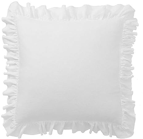 DAUAOTO Euro-Kissenbezüge mit Rüschen, 100 % Baumwolle, vorgewaschen, weich, 66 x 66 cm, Weiß, 2 Stück