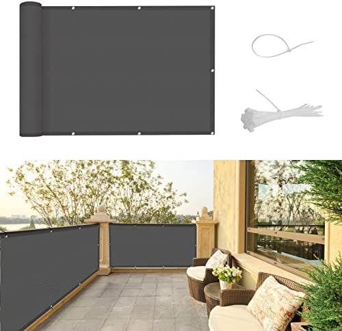 SUNNY GUARD Balkon Sichtschutz 80x600cm Balkonverkleidung Balkonabdeckung Balkonumspannungen UV-Schutz Wind und wetterfest mit Kabelbinder,Anthrazit