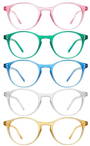 ZONLON 5 Pack Retro Reading Glasses Men Women Blue Light Blocking Lightweight Computer Readers with Spring Hinges (5 multicolor C2 0.50 +)