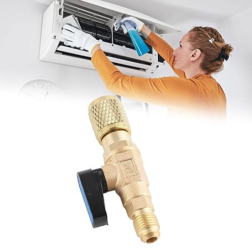 Zerodis Válvula de Bola Compacta para Refrigerante de Aire Acondicionado para Adaptador R22 SAE de 1/4 pulg. para Válvulas de Grifo de Mini Dividido con Adaptadores para Tanque