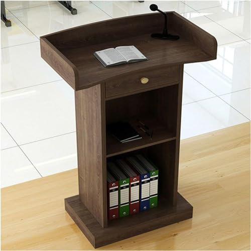 Kirchenkanzel Kirchenpodium – Podiumsständer, tragbarer Podiumsständer, Hostessenständer, Empfangstheke, großer Stauraum, verwendet als Kanzeln für Kirchen, aus Holz, braun, mit Schublade