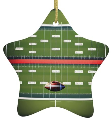 American Football Feld- und Kugel-Druck, Weihnachtsbaumschmuck, Weihnachtsstern, Keramik, hängende Ornamente, Partyzubehör