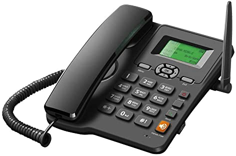 Irfora Telefono senza fili Supporto per telefono da scrivania gsm 850/900/1800/1900 Dual SIM Card 2G Telefono cordless Fisso con Antenna Radio Orologio Sveglia Funzione per la casa Centro