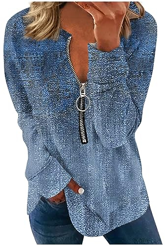 Pullover Damen Winter Pullover Für Damen fleece Pullover Damen Bluse Damen Elegant Damen Pullover Damen Unterhemden Leggings Gefüttert Damen Winterparka Damen Sweatshirt Damen(4-Royal Blue,3XL)