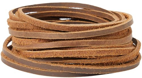 GORGECRAFT 3mm Flat Leather Cord 5m Long Cowhide String 2mm Thick Genuine Leather Braiding Thread Rope for Bracelets Necklace Jewelry Making Keychains Boot Lace DIY Crafts Tooling Workshop, Sienna