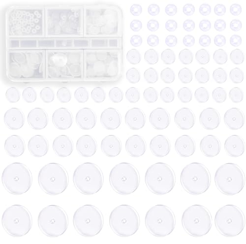 Scettar 120 Stück Gemischte Größe Anti Wildfleisch Piercing Disc, Keloid Disc Transparente Scheibe für Ohrringe Stabilisierende, 6 Größen