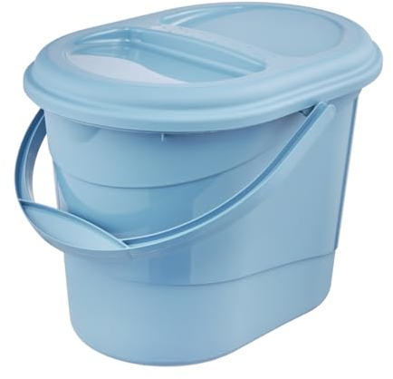 keeeper Bio-Eimer mit Deckel, 13 l, Ovaler Abfalleimer, 37 x 29,5 x 27,5 cm, Elsa Eco Line, Blau (Eco Sky Blue)