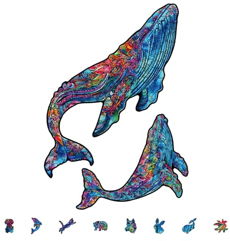 GLOBLELAND 200 Stück 15.5x10.9 Zoll Sommer Wal Holzpuzzle Für Erwachsene Ozean Einzigartige Geformte Holzpuzzle Bunte Puzzle Für Weihnachten Geburtstag