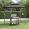 Homgoday Gazebo per barbecue con ripiani laterali, tettoie per barbecue, gazebo da giardino, per esterni, antracite, 240 x 150 x 243 cm, in acciaio