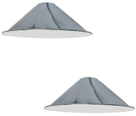 DC VOLTAGE 2 Stück Moderne Deckenlampe Lampenschirm Chrom Metall Kegelform Pendelleuchte E27 Sockel Hängeleuchte für Schlafzimmer Flur Büro Café Restaurant
