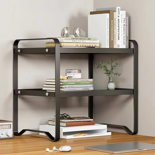 Schreibtisch-Organizer, Büro-Schreibtisch-Aufbewahrungsregal, Bücherregal, Schreibtisch-Bücherregal, Bücherregal (schwarz)