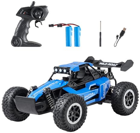 Great-JUNAMT Remote & App-Controlled Cars Ferngesteuertes Auto RC-Autos 1:16 Geländewagen Monstertruck LED-Scheinwerfer Outdoor 2WD Offroad Hobby RC 2,4 GHz High Speed (blau)