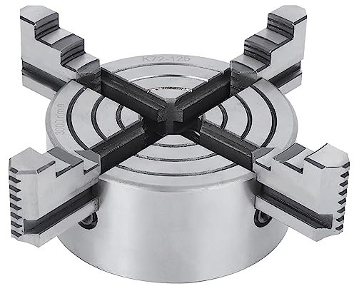 Metal Lathe Chuck, 4 Jaw Independent Lathe Chuck Flat Back 125mm 3000r / Min Strong Clamping Force Workholding Tool Metal Workholding, Nozzles