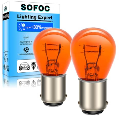 SOFOC BA15D 12V 21W/5W Amber Gelb Blinker Seitenmarkierungsleuchte 180°-Stift Doppelkontakt/Strahl Bajonettsockel S25 Birne 2Stk