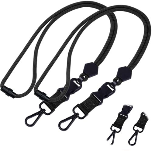 Abnehmbarer Schnalle Umhängeband Schlüsselband,2er-Pack Geeignet für Unternehmen Büro Schule Mobile Handys Visitenkarten,Lanyard und Mini Geflochtenes Lanyard für Schlüssel, Ausweishalter (Black)