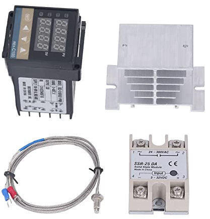 Temperaturregler, Pid-Regler mit Sonde Kunststoff-PID-Temperaturregler-Kit, 0-400 ℃ Hochgenauer REX C100-Temperaturregler Digitaler Temperaturregler für (25A)