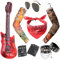 DKDDSSS 9Stücke Punker Kostüm Punk Kostüm, Rocker Kostüm Herren, Rockstar Kostüm Kinder, Verkleidungen Rock Zubehör, Disco Kostüm Herren Party Kostüm Männer für Männer Frauen Punk Rocker Party Cosplay