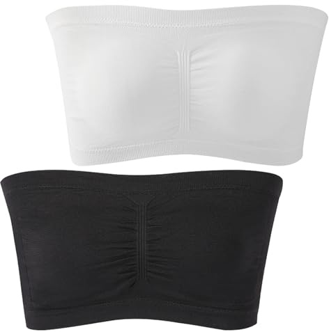 mtuihfo 2 PCS Bandeau Tops Women, Bandeau Bra Padded Strapless Bras for Women, Bandeau Tube Top Bra Bralette
