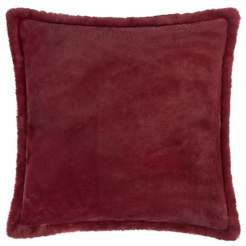 furn. Kallu Faux Fur Cushion Cover – Soft Fluffy Decorative Cushion with Oxford Edge (Berry - 55x55cm)