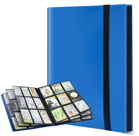 PESLNG Taschen Sammelkarten Album – Sammelalbum Karten, 16 Seiten wasserdichtes Kartenalbum für Trading Cards, Spielkarten, Sammelobjekte, Kinder & Erwachsene (Hellblau, 540 Karten)