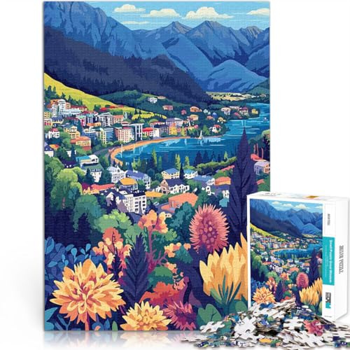 Queenstown New Zealand Minimalist ArtAdults 1000 Piece Jigsaw Puzzle Fun Games for is ideal as a gift for the whole family 38x26cm